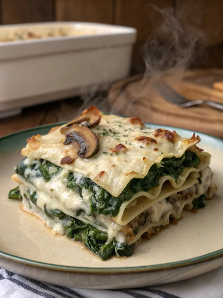 Creamy Spinach Mushroom Lasagna