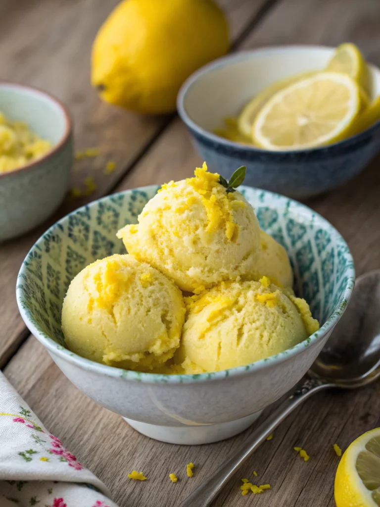 Homemade Vegan Lemon Ice Cream